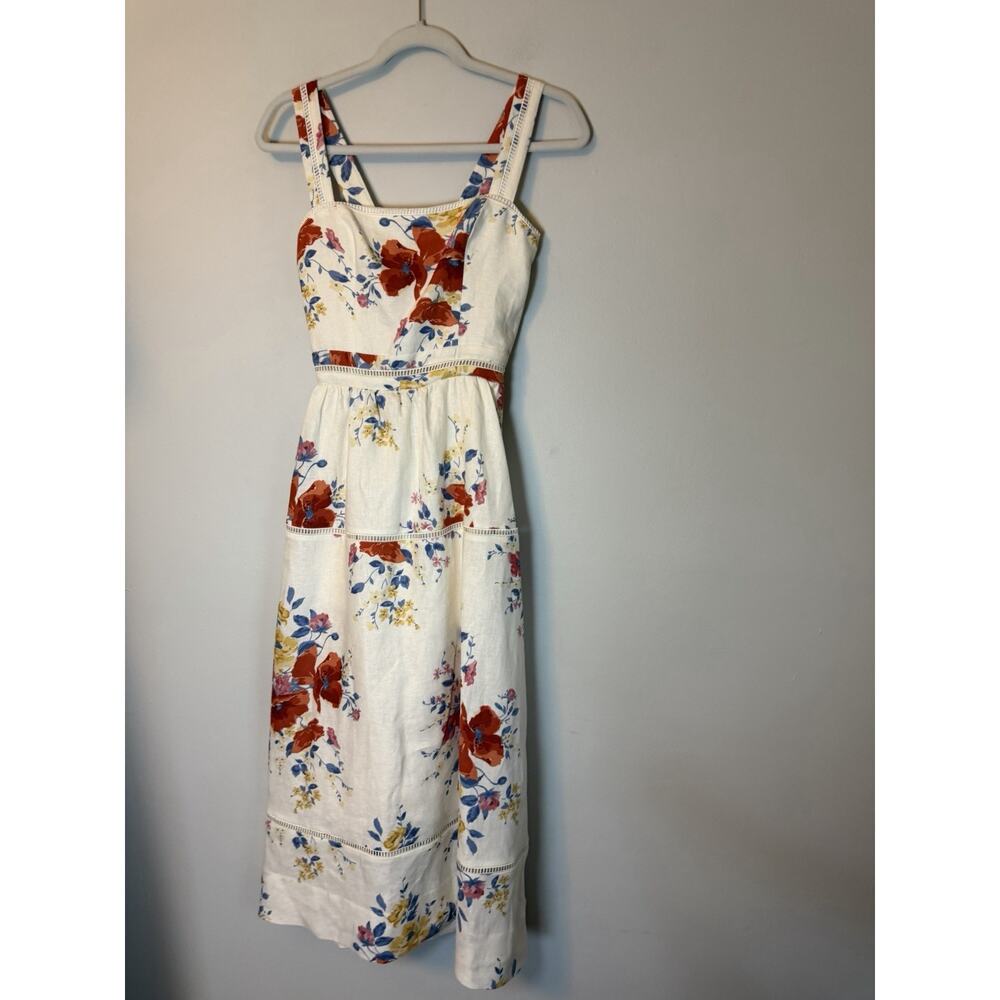Reformation Everett 100% Linen Floral Midi Dress $298 Sz 2 NEW - Picture 3 of 16